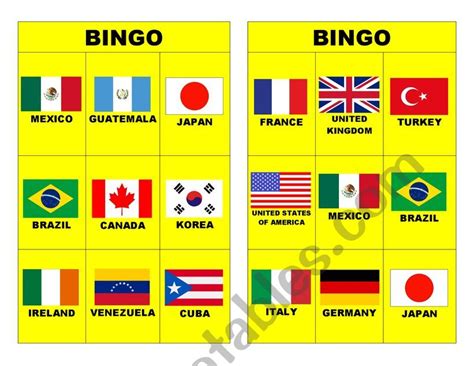Bingo Countries And Nationalities With Cards Esl Worksheet By Itroxhe