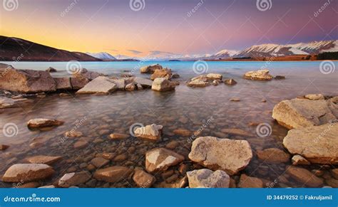 Lake Tekapo Sunset Stock Photo Image Of Alps Colours 34479252