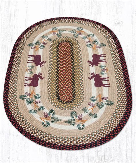 Op 019 Moose Pinecone Oval Rug The Braided Rug Place