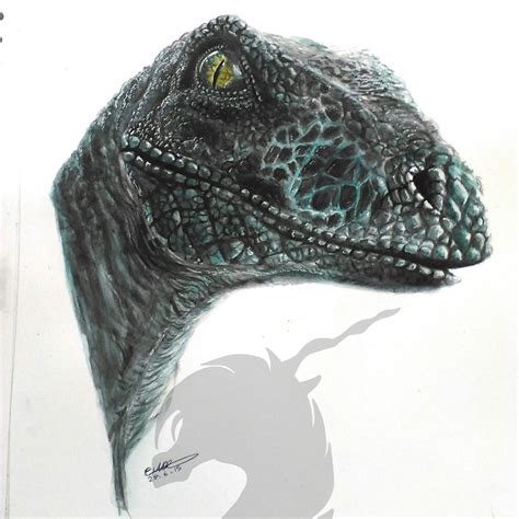 Jurassic World Blue The Velociraptor Portrait By Savourychaffinch On