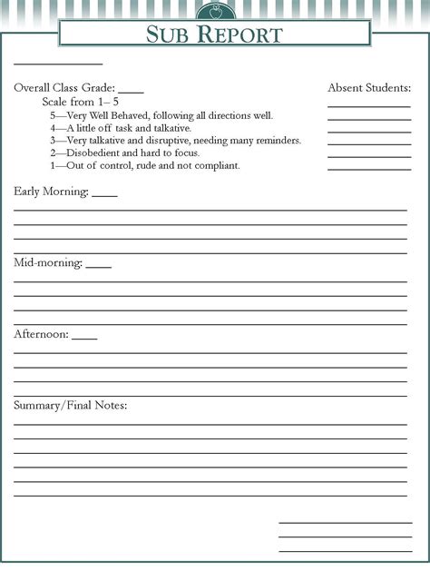 Free Printable Substitute Teacher Forms