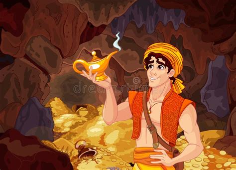 Aladdin E a Lâmpada Maravilhosa Ilustração do Vetor Ilustração de legenda antigo