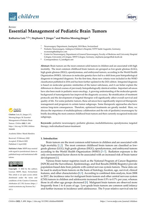 Pdf Essential Management Of Pediatric Brain Tumors