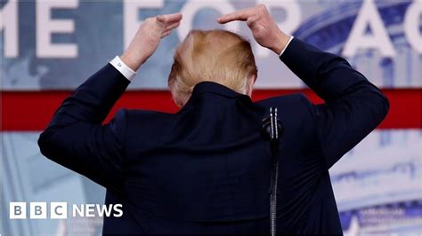 Bullish Trump Jokes About Hiding His Bald Spot Bbc News