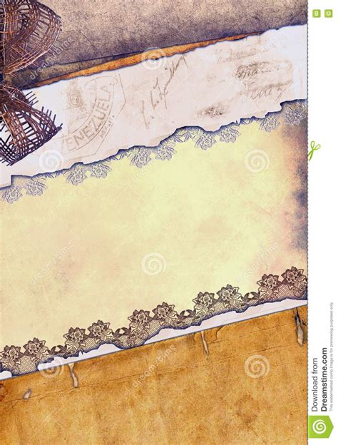 Vintage Paper Background With Torn Border Stock