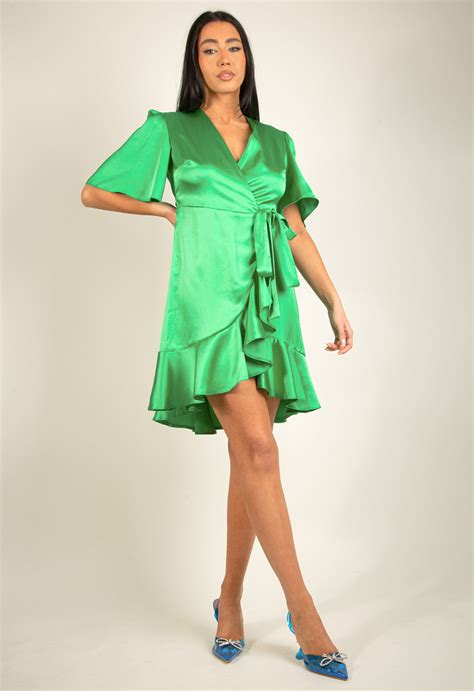 Short Sleeve Satin Wrap Dress Buy Fashion Wholesale In The Uk