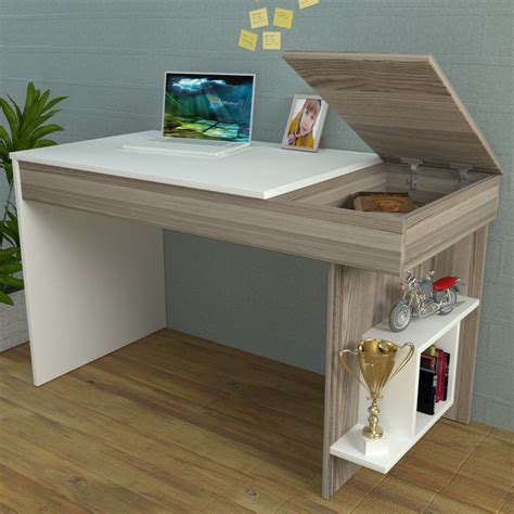 Hidden Bureau White Avola Computer Workstation Home Office Desk