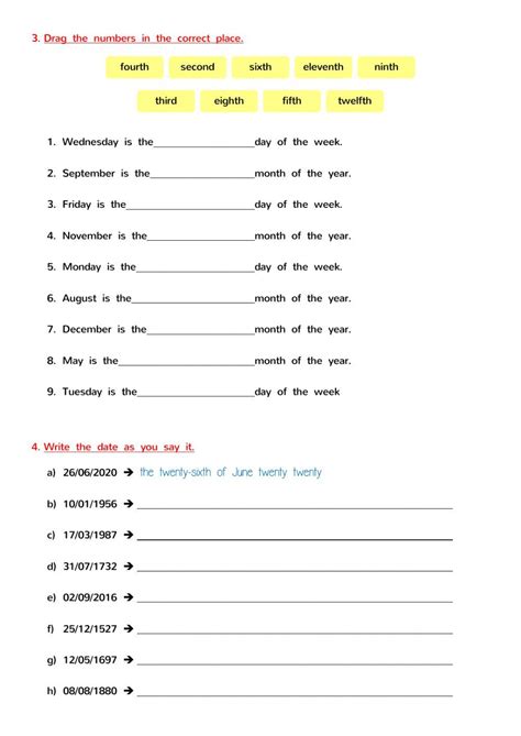 Dates In British English 5° Worksheet English Language Learning