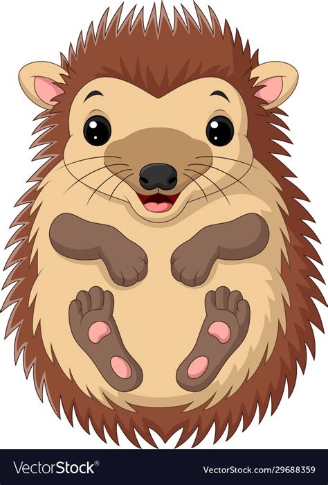 Cartoon Cute Little Hedgehog On White Background Vector Image