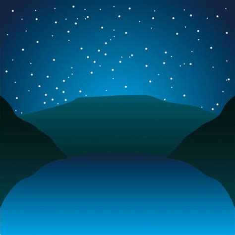 Night Mountains Vector Background Vector Mountains Lake And Forest