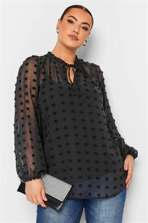 Yours Curve Plus Size Black Dobby Blouse Yours Clothing