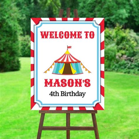 Editable Carnival Party Welcome Sign Printable Circus Welcome Etsy
