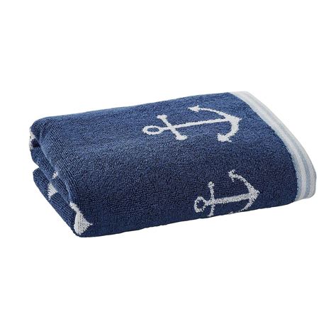 Anchor Motif Navy Hand Towel Blue Hand Towels Nautical Hand Towels