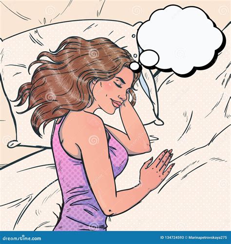 Young Woman Sleeping In Her Bed Vector Illustration In Pop Art Style Stock Vector