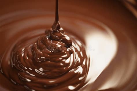 Melted Dark Chocolate Flows Closeup Stock Photo Image Of Dessert