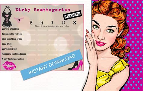 Bachelorette Party Games Who Wants To Play Dirty Scattegories Instant