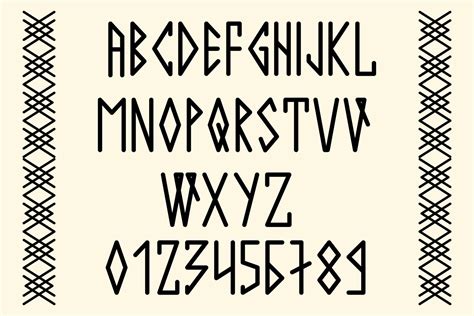 Scandinavian Script In Capital Letters In The Style Of Nordic Runes