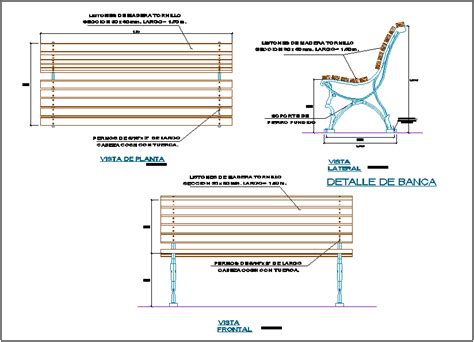 Outdoor Wooden Seating Bench Detail Dwg File Cadbull
