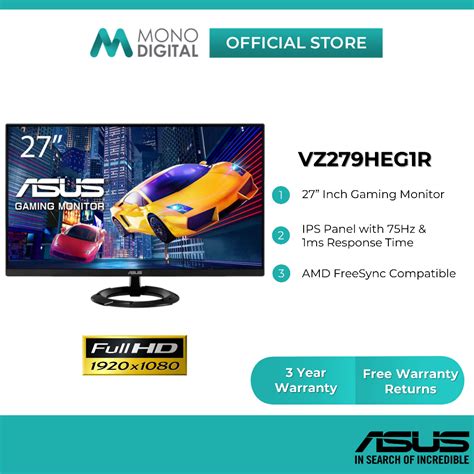 Asus Vz279heg1r Ultra Slim Gaming Monitor With Full Hd Amd Freesync