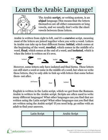 Arabic Reading Practice Worksheet
