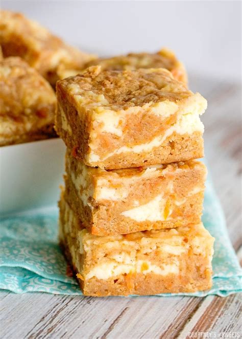 Carrot Cake Bars With Cream Cheese Swirl Courtneys Sweets