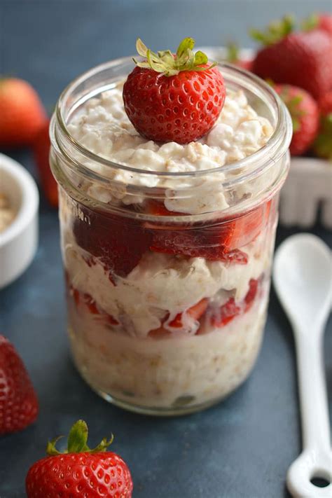 Low calorie high protein overnight oats no sugar. Strawberry Cheesecake Overnight Oats {GF, Low Cal} - Skinny Fitalicious®