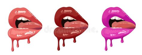 Female Lips Dripping Isolated Icon Stock Illustrations Female Lips