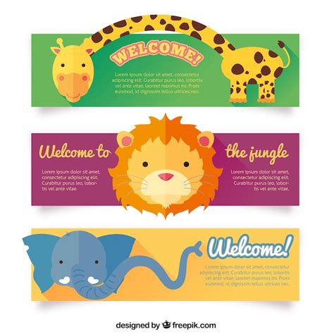 Lovely Animal Banners Vector Free Download