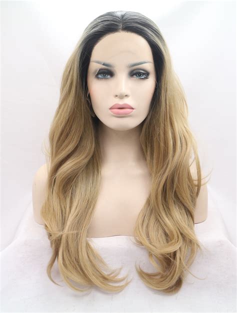 Lace Front Colorful Wigs Synthetic Ombre2 Tone 25 Wavy Lace Front