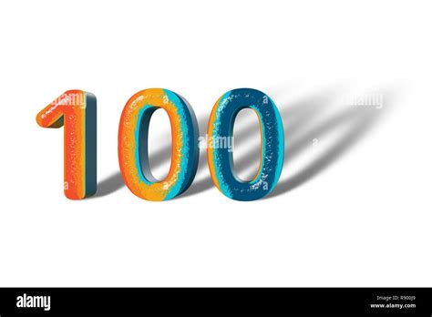 3d Number 100 One Hundred Lively Colours Stock Photo Alamy
