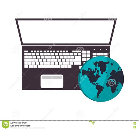 Laptop And Earth Globe Icon Stock Vector Illustration Of Monitor