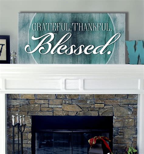 Christian Wall Art Grateful Thankful Blessed V2 Wood Frame Ready To
