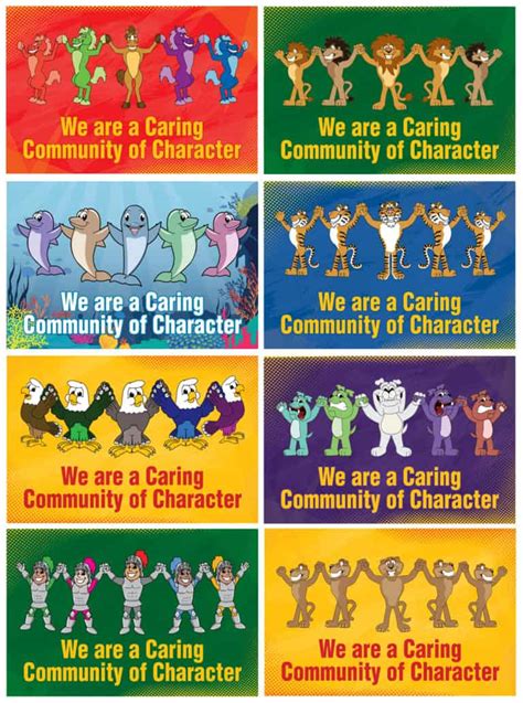 Caring Community Of Character Posters Mascot Junction