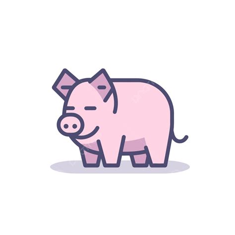 Pink Pig Icon That Stands On A White Background Vector Showpig Lineal