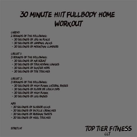 30 Minute Hiit Full Body Home Workout Top Tier Fitness Clt