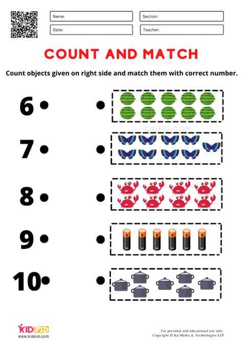 Count And Match Worksheets For Kindergarten Kidpid