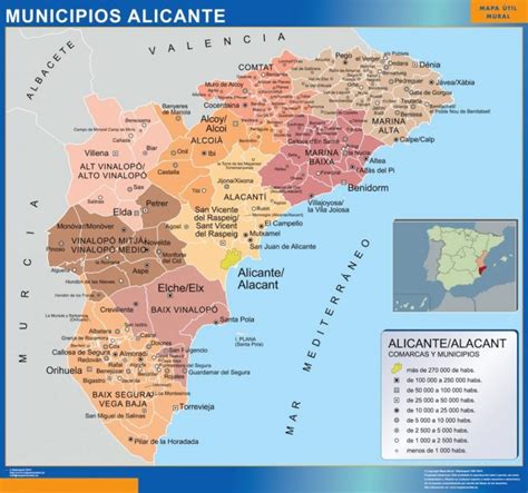 Mapa de Alicante Provincia Municipios Turístico Carreteras de