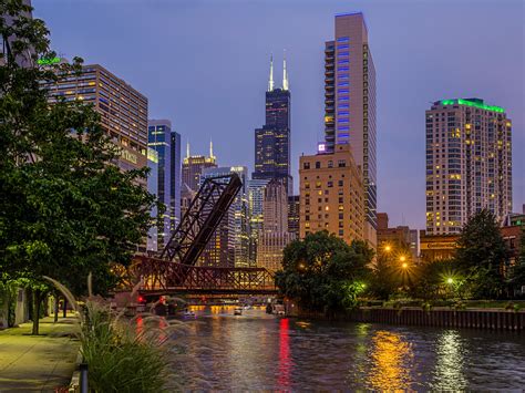 Illinois Usa Rivers Bridges Skyscrapers Chicago City Hd Wallpaper