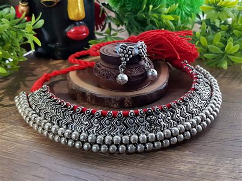 Advaita Handicrafts German Silver Heavy Choker Plain Art Jewelry