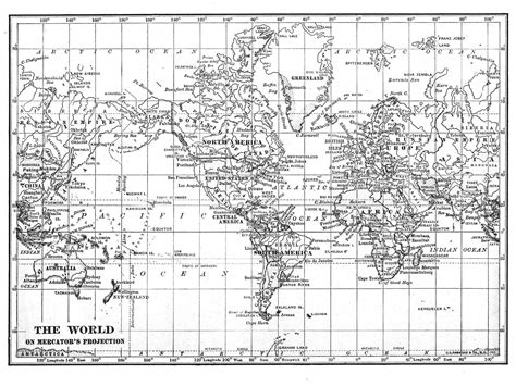 Large Printable World Map Black And White