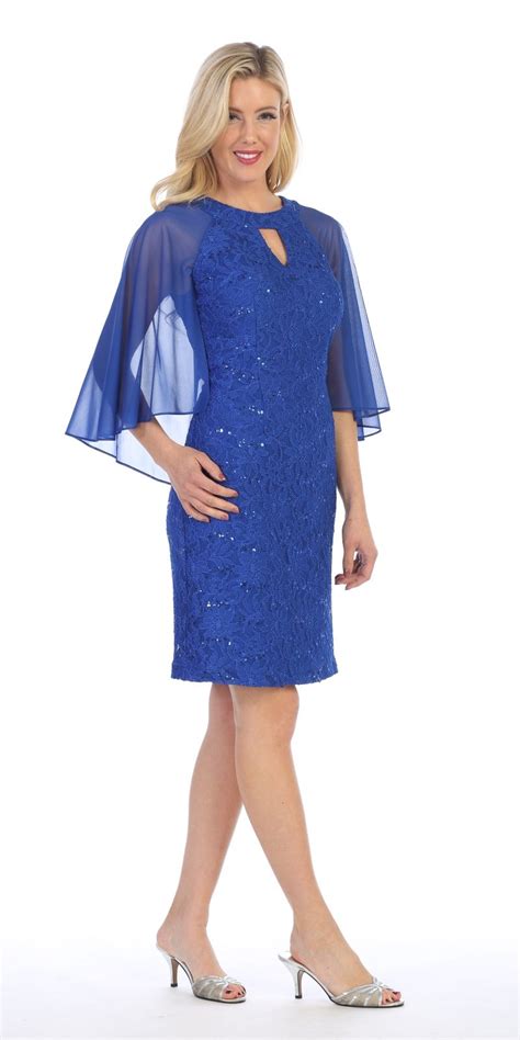 Celavie 6352s Royal Blue Wedding Guest Dress With Flutter Sleeves