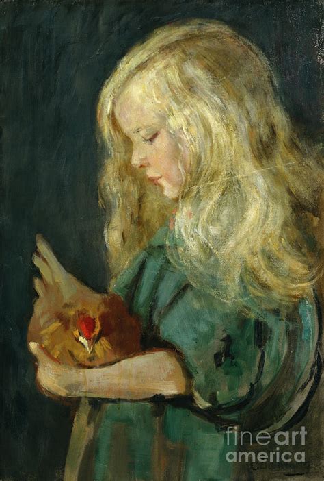 Girl With Hen 1897 Painting By O Vaering By Oda Krohg
