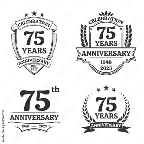 75 Years Anniversary Icon Or Logo Set Vintage Birthday Banner Design