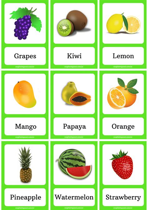 Fruit Flashcards English4good Vocabulary Practice In