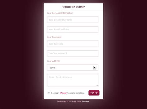 Registration Form Template Html Css Free Download Best Job