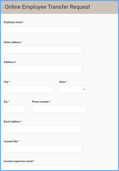 Online Employee Transfer Request Form Template Formsite