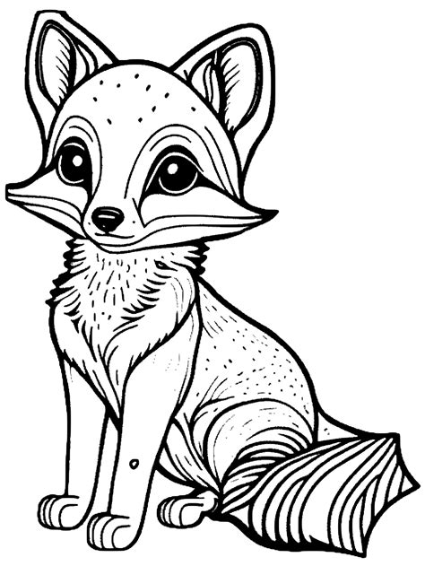Cute Baby Fox Coloring Page · Creative Fabrica