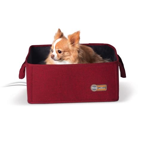 Kandh Pet Products Thermo Basket Indoor Heated Cat Bed Foldable Red 15 X