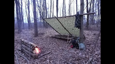 Winter Bushcraft Camp Shelter And Camp Build Youtube