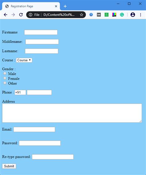 How To Create Simple Registration Form Using Only Html And Css Sign Riset